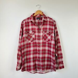 Vintage Hagand Jack Frost Flannel Shirt Mens Medium Plaid Button Up Red Cotton
